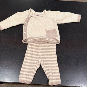 Tea collection 0/3 Cozy Knit Baby Set in Cream and Tan